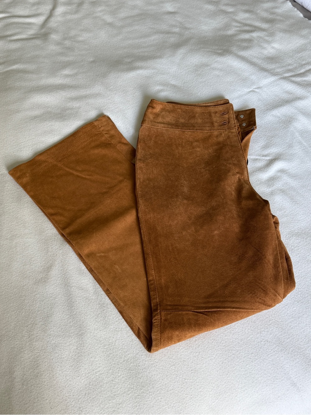 Women's Suede Wide-Leg Pants in Rust Brown